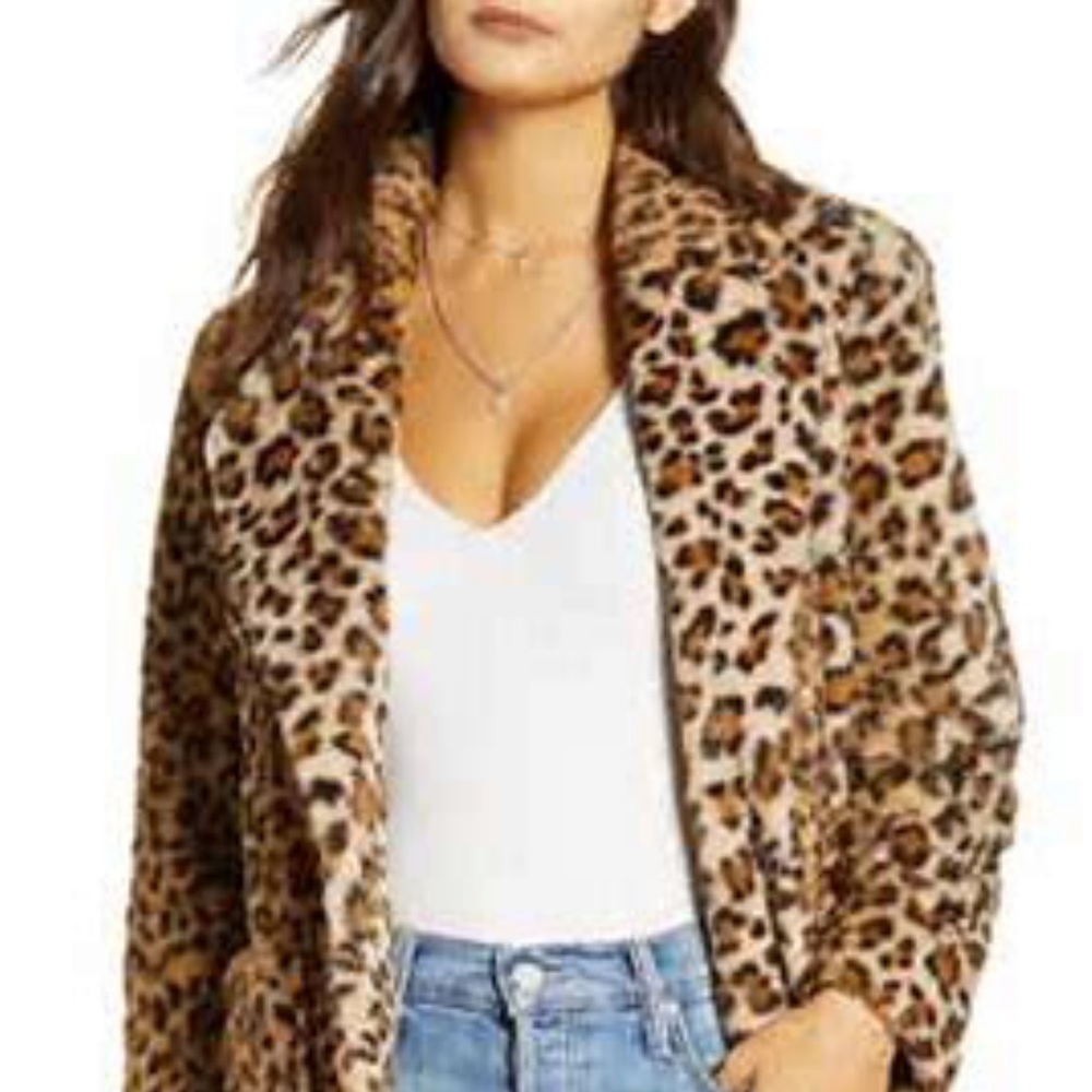 Faux Fur Leopard 🐆 Animal Print Mid-Length Vintage Coat Mob Wife Cool Buttons ✧